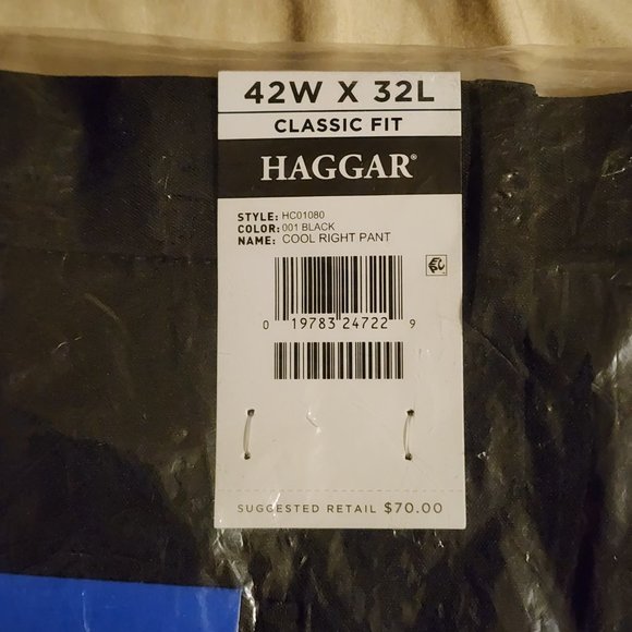 NWT Men's Haggar Black Pants 42x32 - Picture 3 of 3